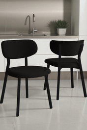 Hanah Home Toldy - Juego de 6 sillas negras en tela boucle